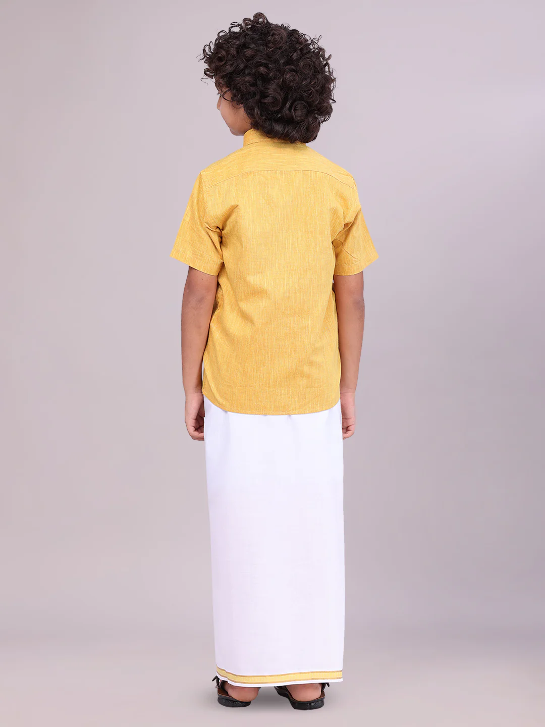 Boys Matching Half Sleeves Shirt with Flexi Dhoti Combo Yellow Polite Boy - Image 4